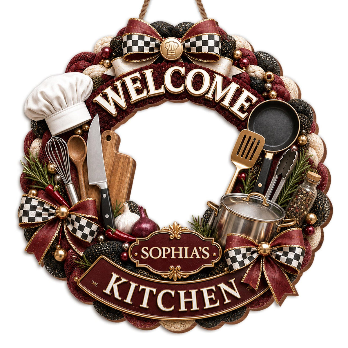 "Welcome To My Kitchen" – Personalized Wood Sign | Gift For Cooking Lovers & Home Chefs