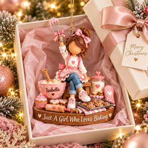 Just a Girl Who Loves Baking - Personalized Christmas Ornament, Custom Baker Girl Gift for Daughter