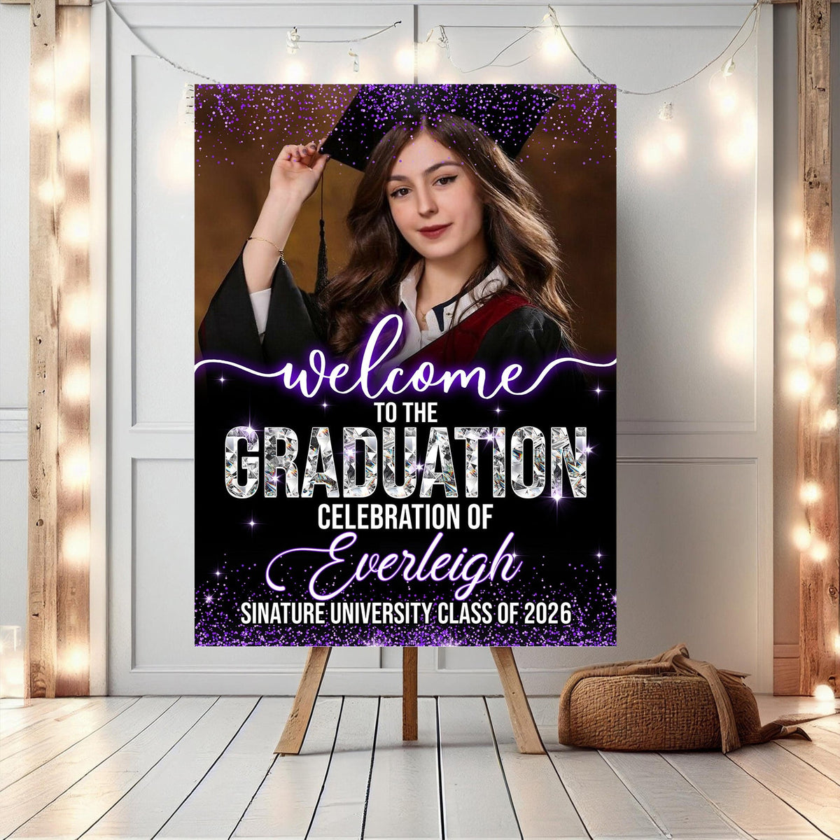 Custom Photo Grad Party Canvas Sign - Personalized Graduation Decoration Canvas