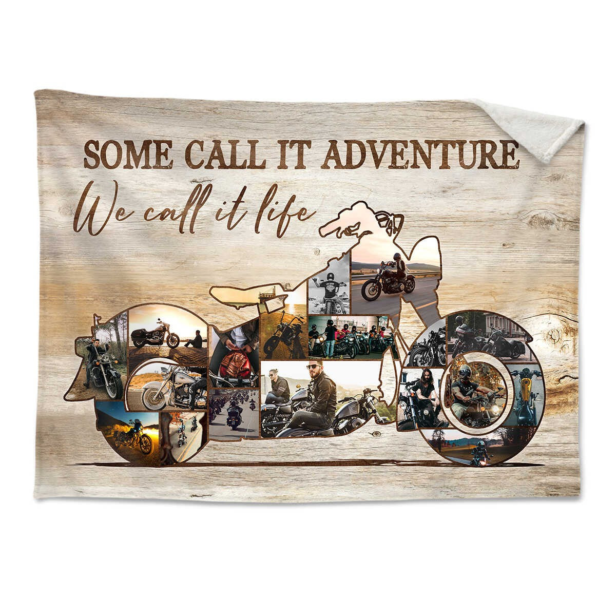 Custom Motorcycle Photo Collage Fleece Blanket – Personalized Wall Decoration Gift For Bikers