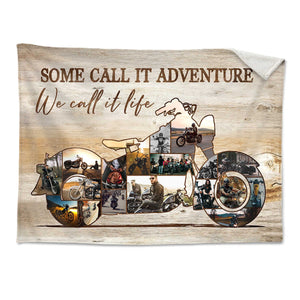Custom Motorcycle Photo Collage Fleece Blanket – Personalized Wall Decoration Gift For Bikers