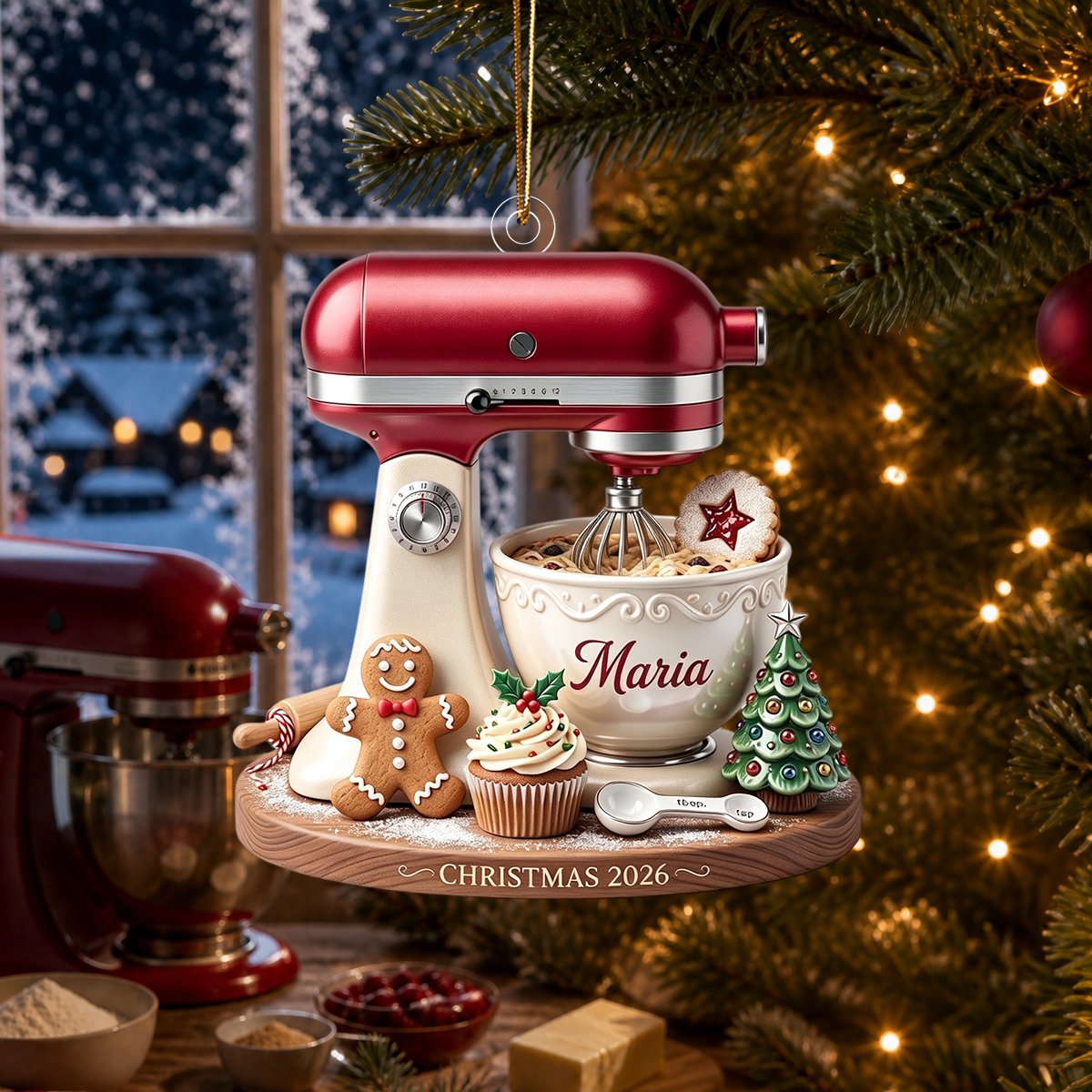 Personalized Stand Mixer Christmas Ornament, Custom Baker Gift, Acrylic Baking Decor