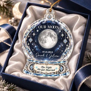 "Our Moon Couple" Custom Moon Phase By Date – Personalized Acrylic Ornament | Christmas Keepsake For Him & Her