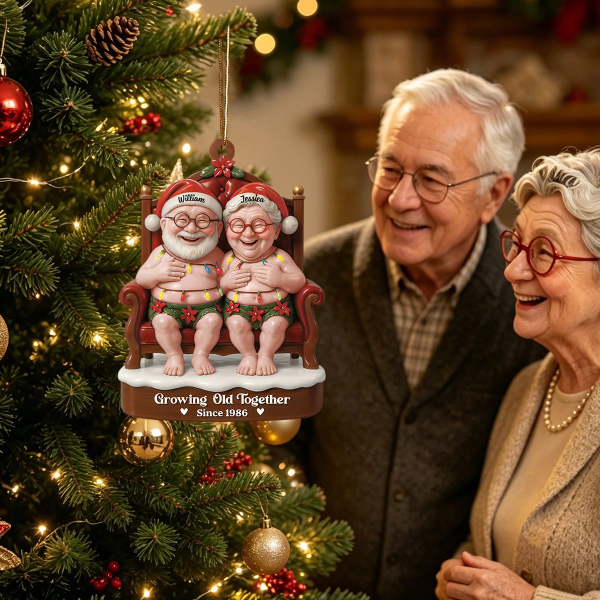 Growing Old Together Since Personalized Acrylic Ornament - Custom Couples Xmas Gift