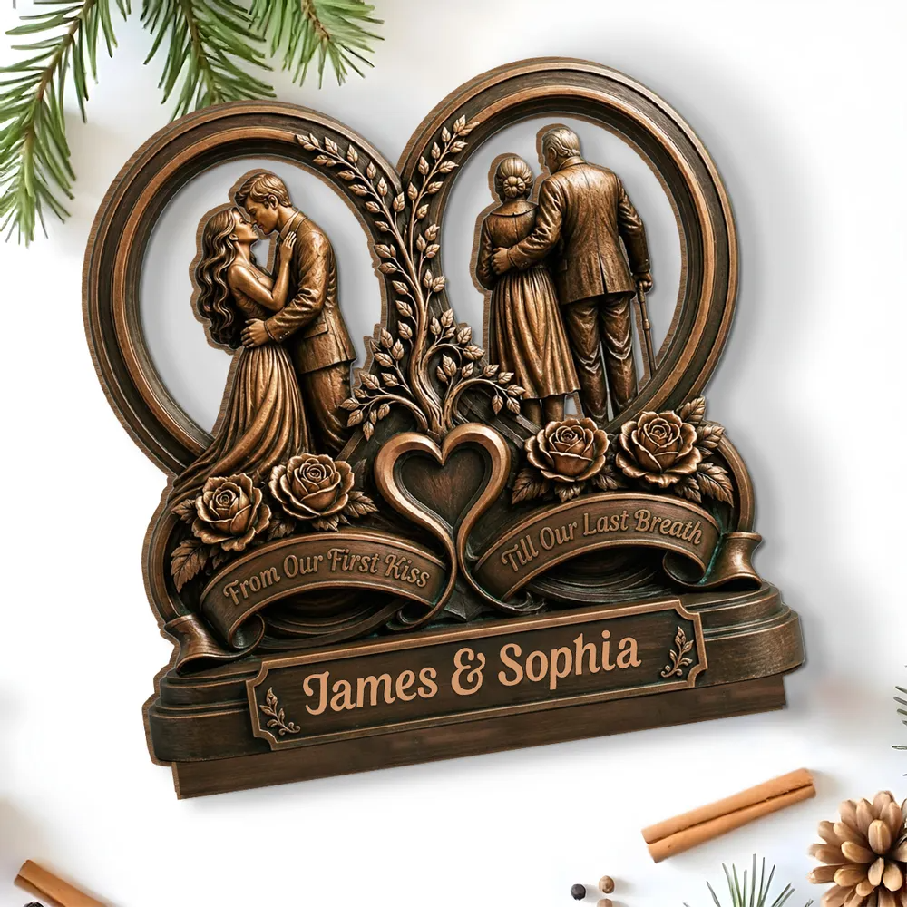 "Love You Then, Love You Now" – Personalized Wood Plaque | Gift For Couples