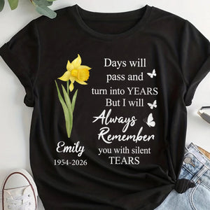 Personalized "Always Remember You" Memorial T-Shirt – Birth Flower Sympathy Gift For Loss Of Loved One