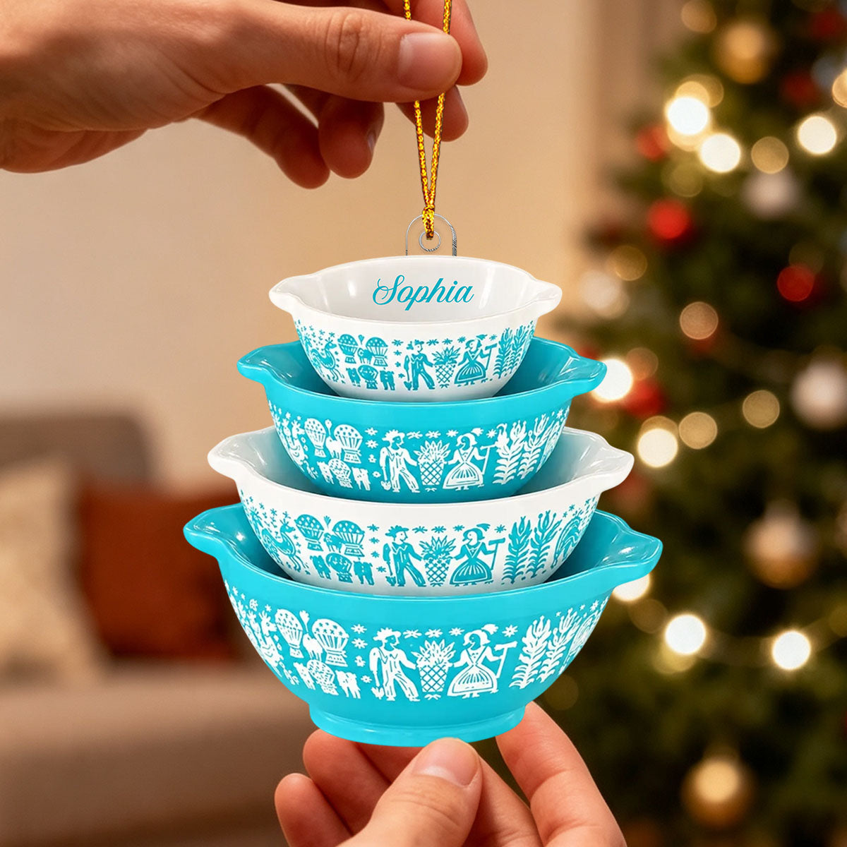 Pyrex Inspired Miniature Cinderella Bowl Personalized Acrylic Ornament Retro Kitchen Christmas Decor