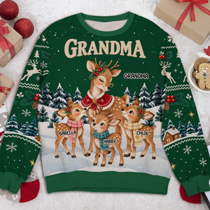 Personalized Reindeer Winter Love All-Over Print Sweatshirt – Custom Name Cozy Christmas Sweater