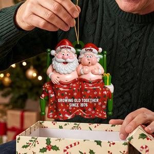 Growing Old Together Since,Santa Couples in Bed Personalized Acrylic Ornament
