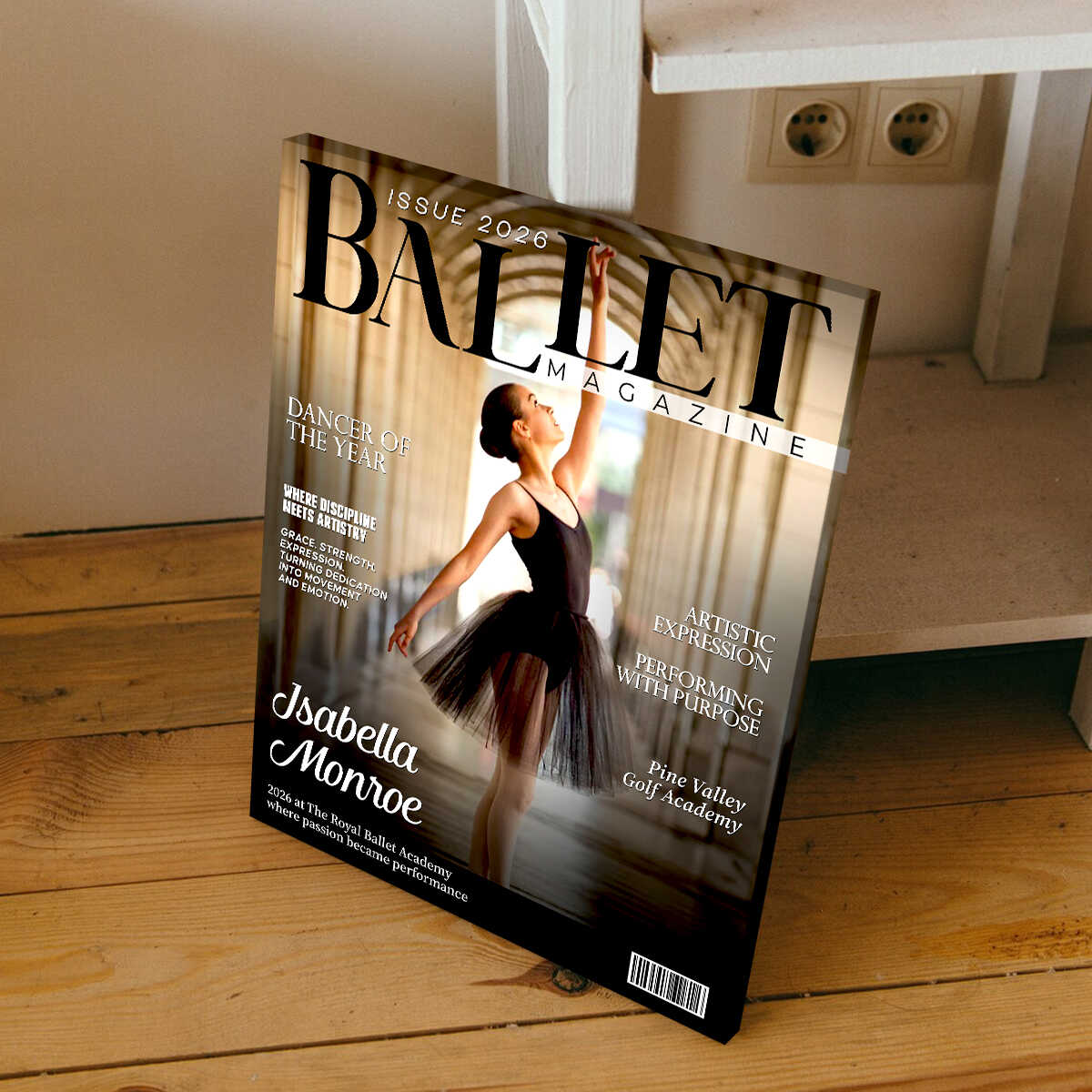 Ballet Dancer Magazine Cover Canvas, Personalized Dance Gift For Ballet Dancers