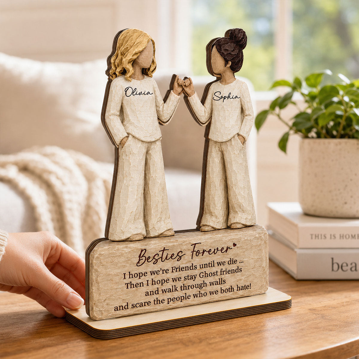 "Besties Forever Pinky Promise" – Personalized Wooden Plaque | Friendship Keepsake For Best Friends