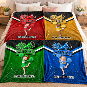 Proud Cheerleader – Personalized Fleece Blanket with Custom Name & Team Name | Christmas Gift For Daughters, Granddaughters & Cheerleaders