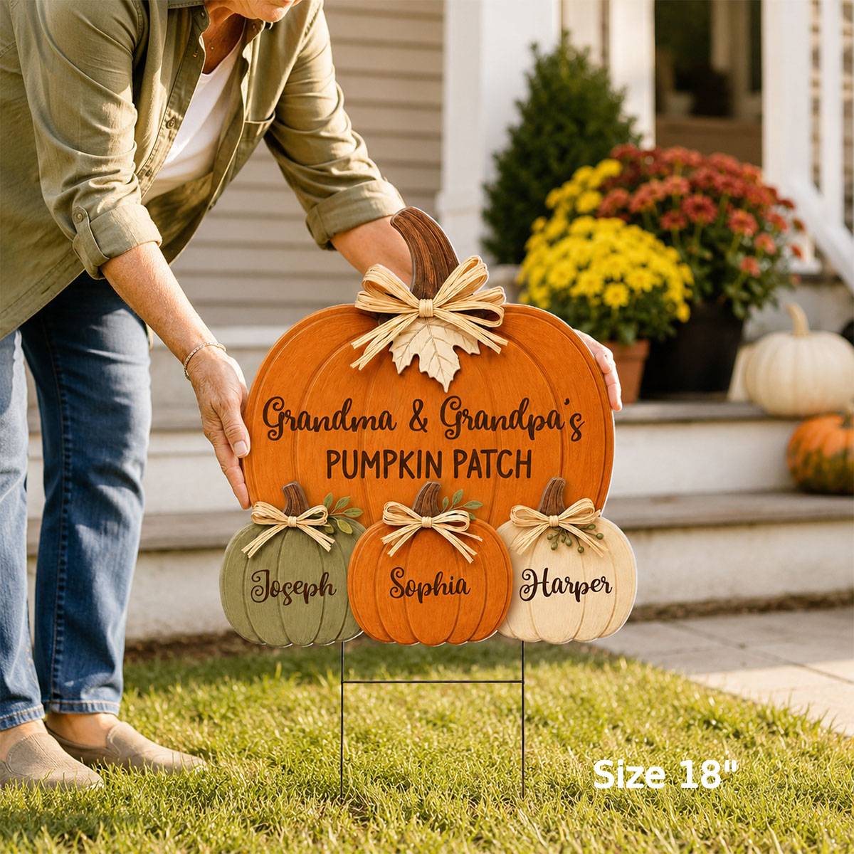 "Grandma & Grandpa's Pumpkin Patch" – Cozy Rustic Fall Yard Sign | Personalized Fall Decor For Grandparents