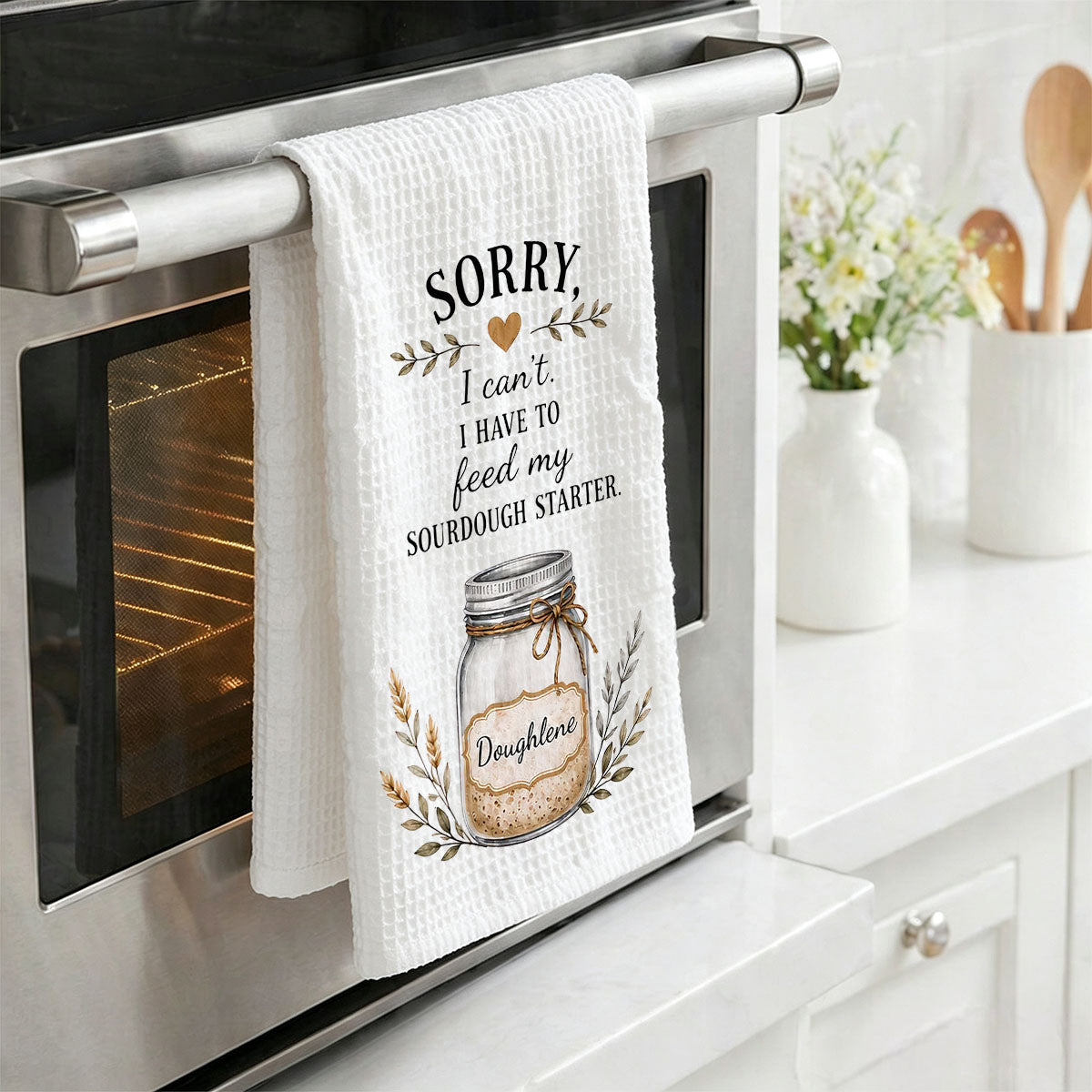 Custom Sourdough Starter Kitchen Towel – Personalized Baking Gift For Bread Lovers & Home Bakers