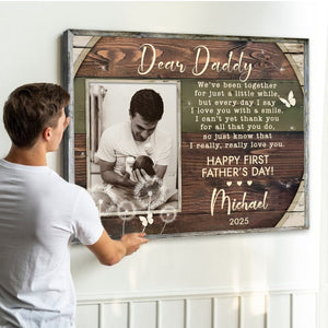 Personalized First Father’s Day Photo Canvas Poster,Custom 1st Father’s Day Poem Gift from Baby