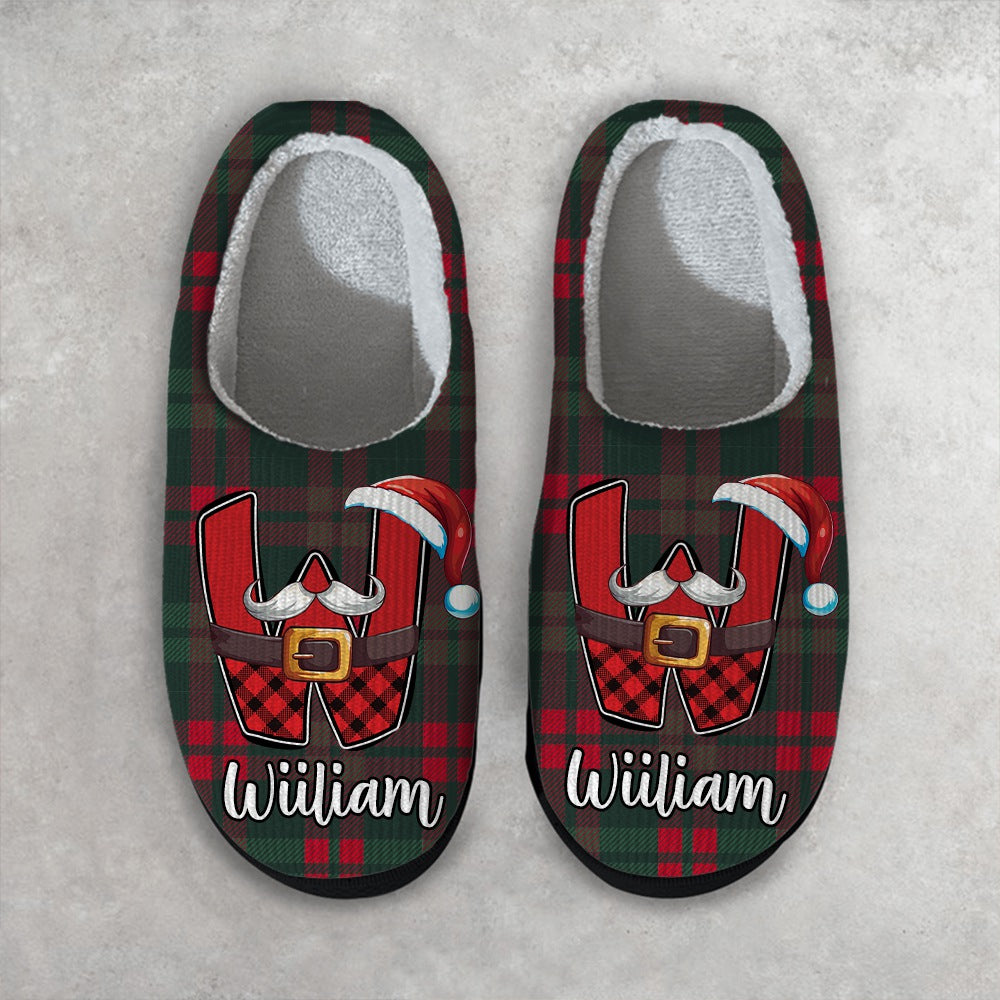 Personalized Monogram Alphabet Name Letter Christmas Plush Slippers