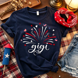 Personalized Firework Grandma And Kids Pure Cotton T-Shirt
