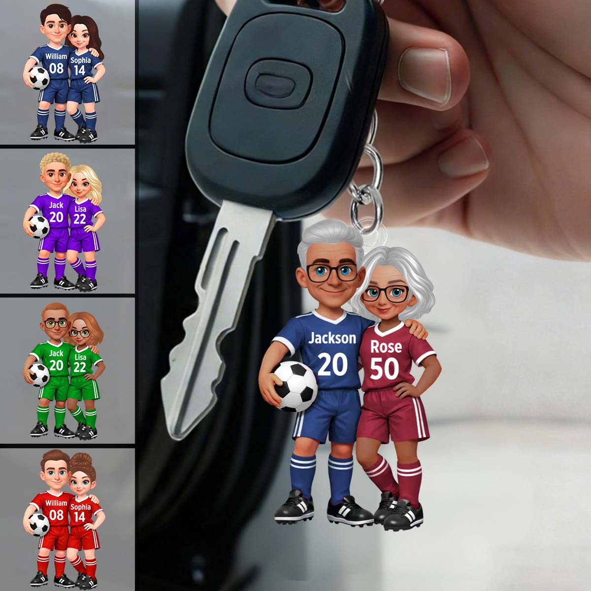 Soccer Couple I'll Always Be Your Biggest Fan Custom Action Figure - Personalized Acrylic Keychain