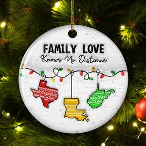 Family Love Knows No Distance Canada Version - Personalized Custom Ceramic Ornament