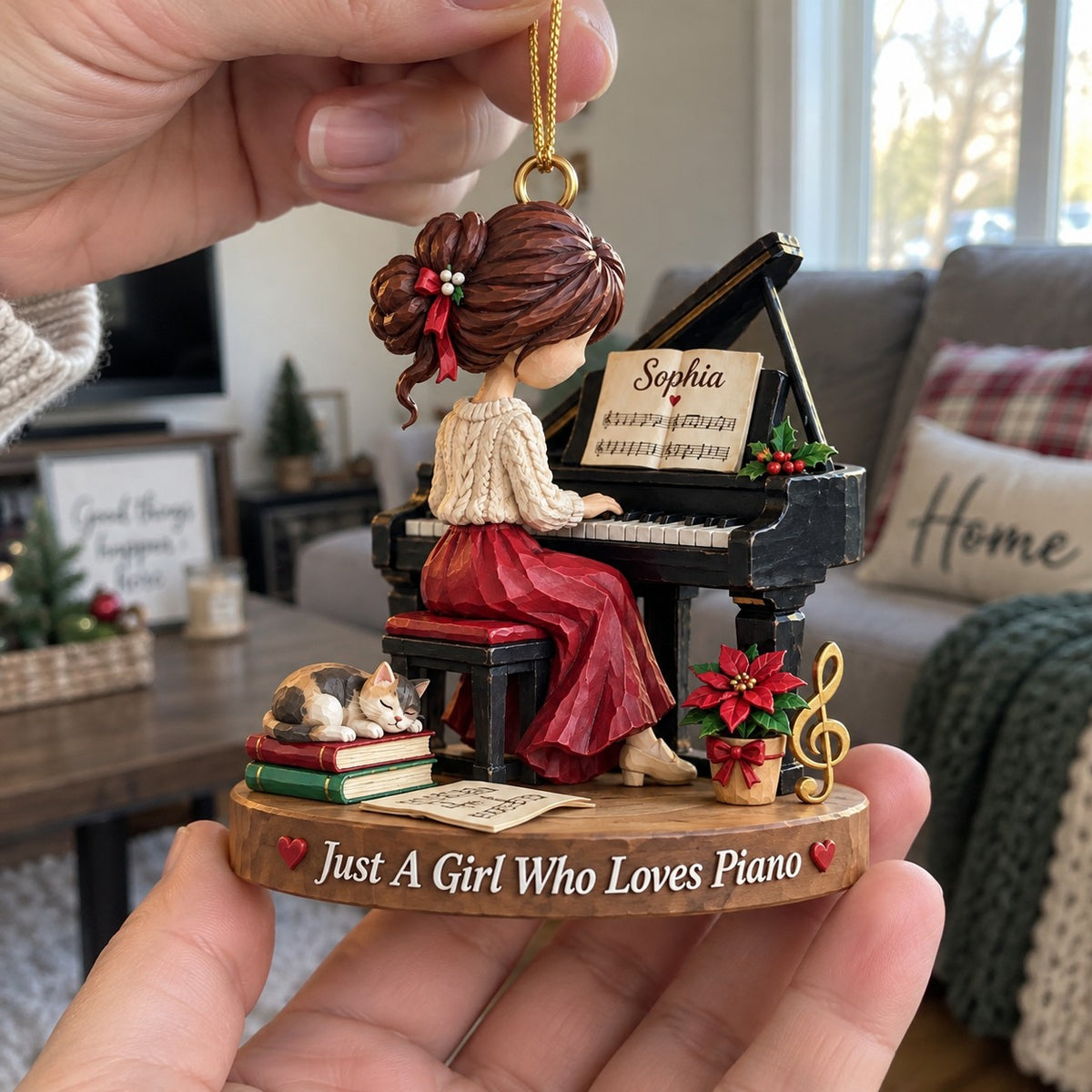Just a Girl Who Loves Piano - Personalized Music Lover Ornament, Pianist Christmas Gift for Daughter