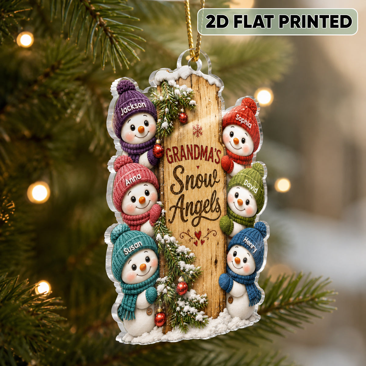 "Grandma's Snow Angels" – Personalized Acrylic Ornament | Christmas Gift For Grandma