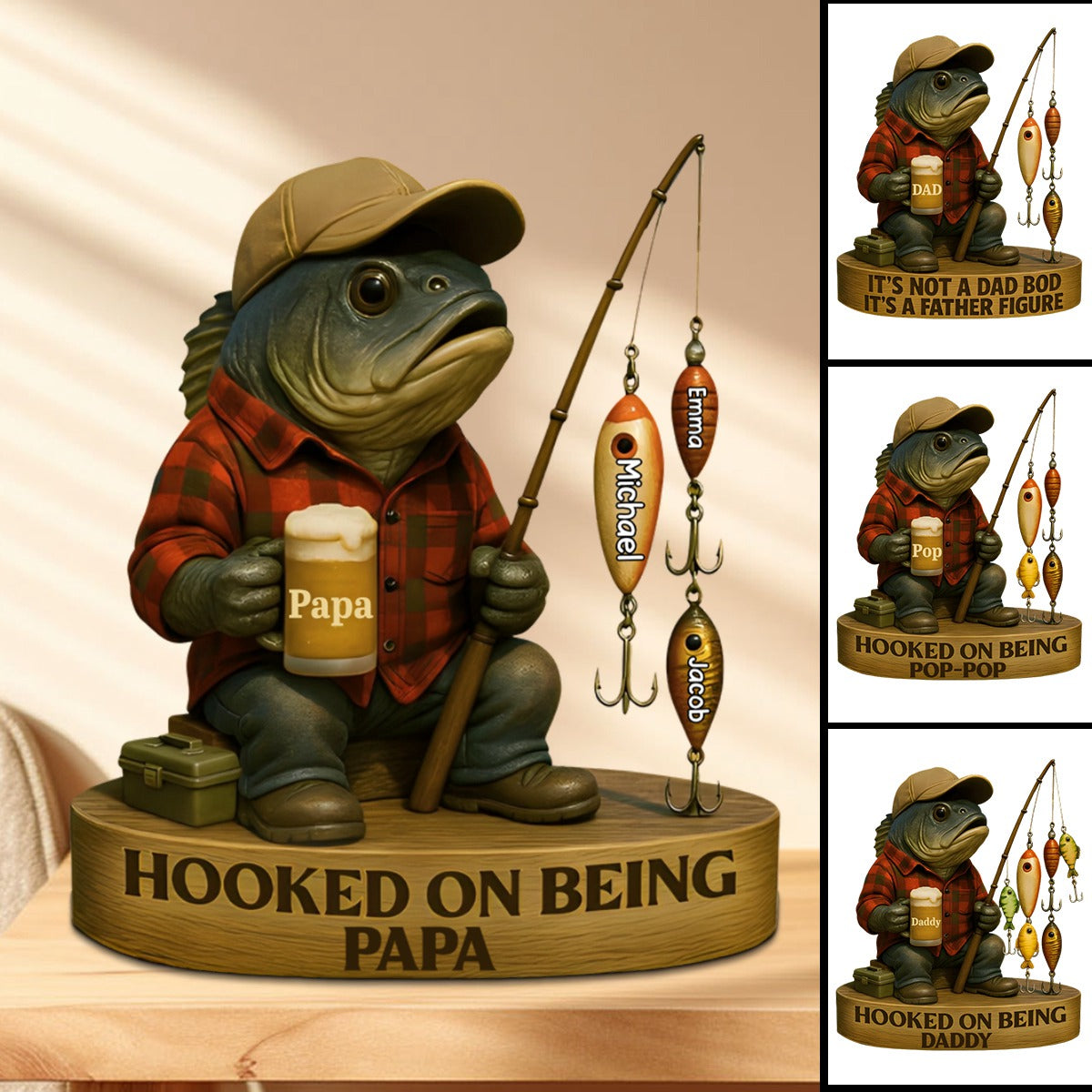 Fishing Dad Acrylic Plaque - Personalized Gift For Dad,Grandpa