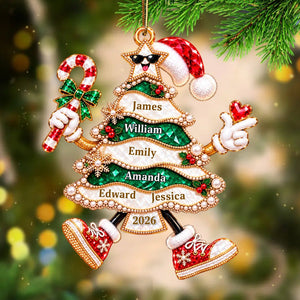 Golden Pearl Funny Family Christmas Tree Personalized Ornament