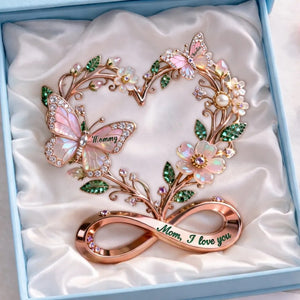 Personalized Stunning Butterflies On Mom Heart Acrylic Plaque, Gifts For Mom & Grandma