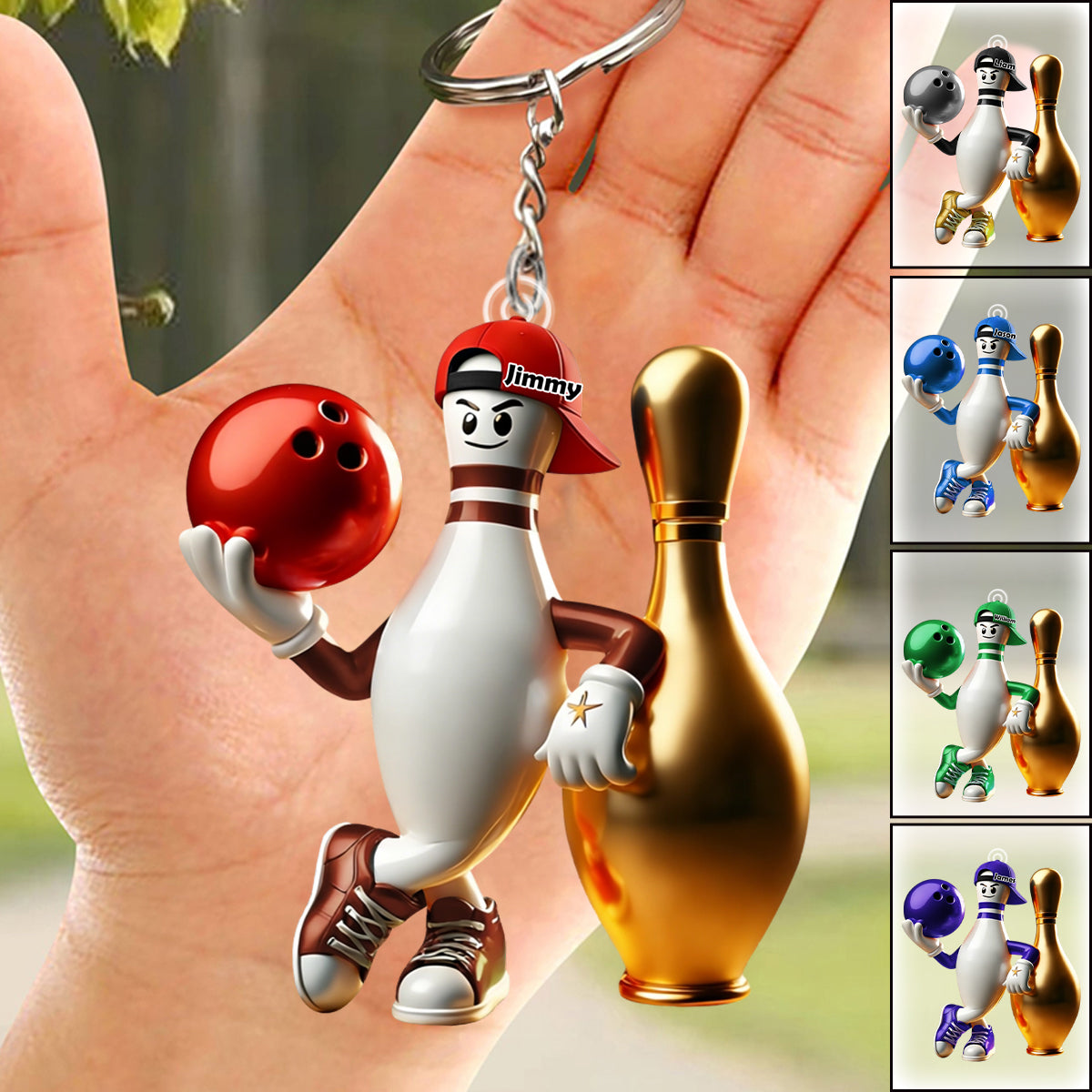Custom Name Bowling Personalized Acrylic Keychain Gift For  Bowling Lover