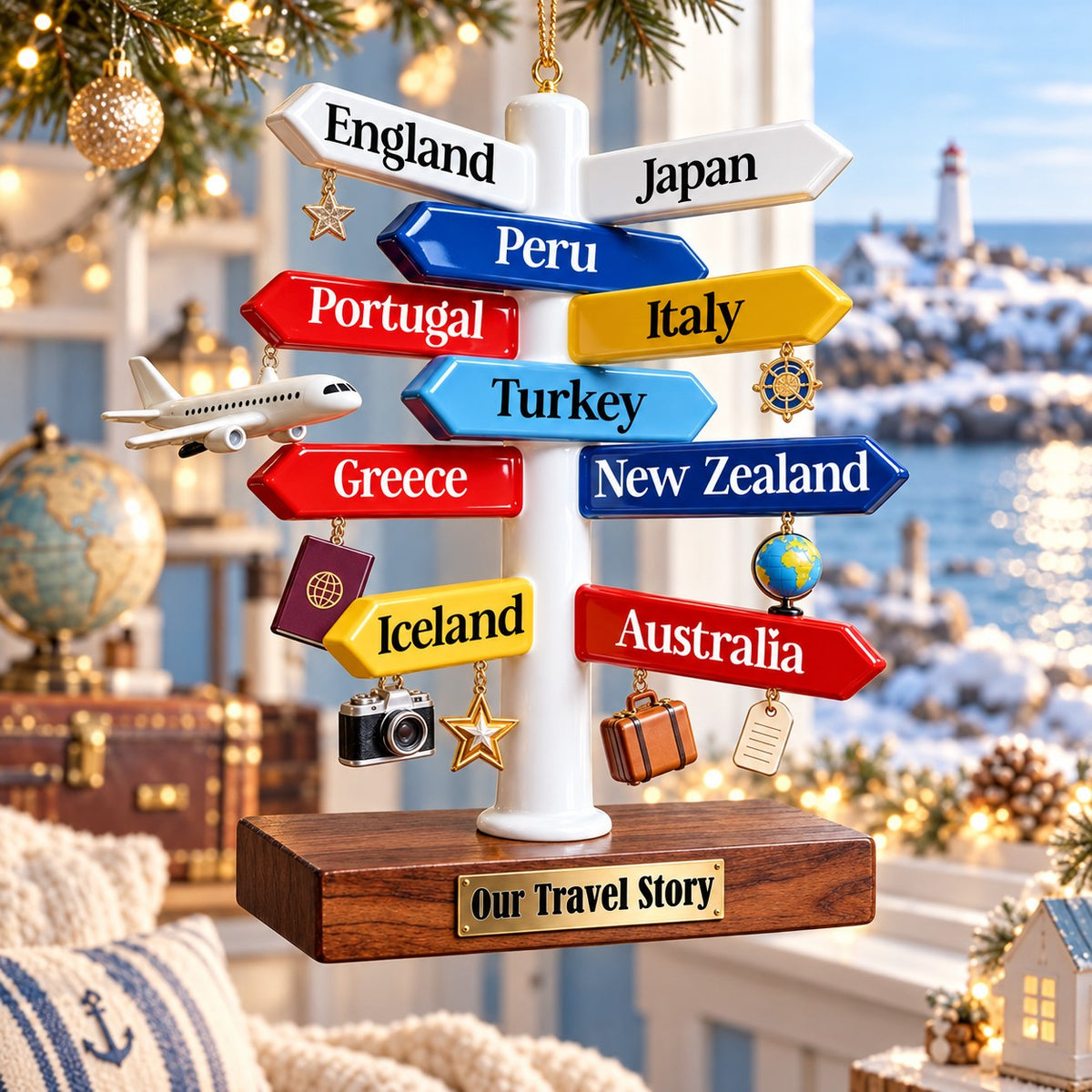 Personalized Travel Destination Sign Ornament
