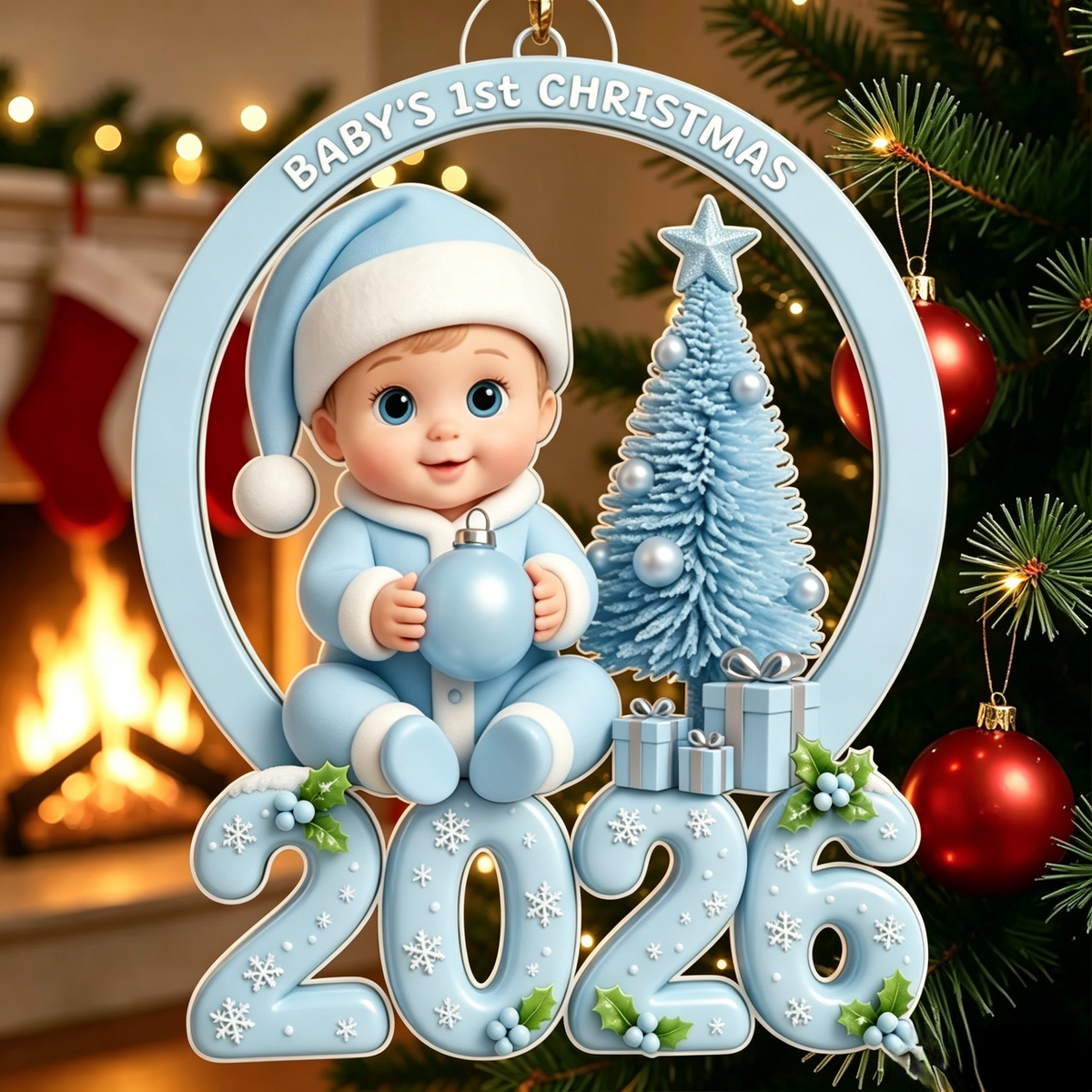 Personalized Baby's First Christmas Ornament – Pink Tree Acrylic Keepsake For Newborns