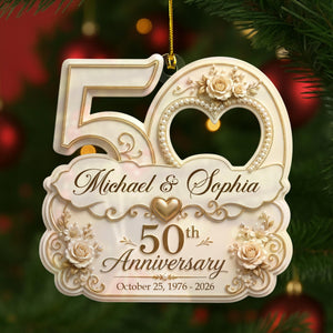 "Mr & Mrs" Personalized Wedding Anniversary Acrylic Ornament – Christmas Keepsake Gift For Couples