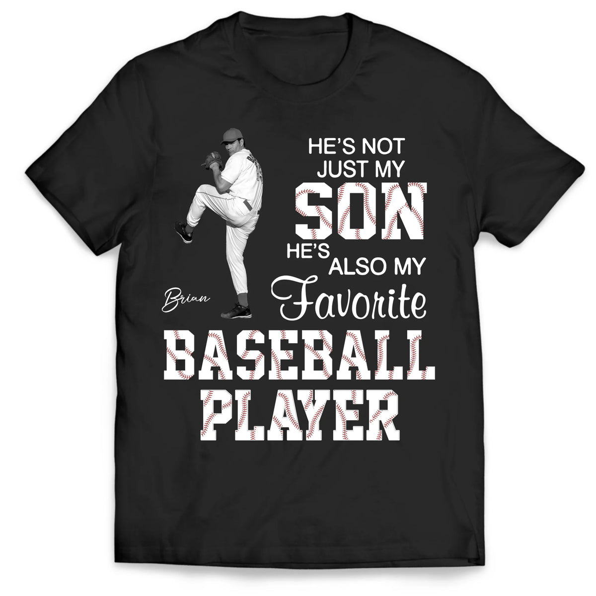 Personalized "Favorite Baseball Player" T-Shirt – Custom Photo Gift For Grandma's Grandson