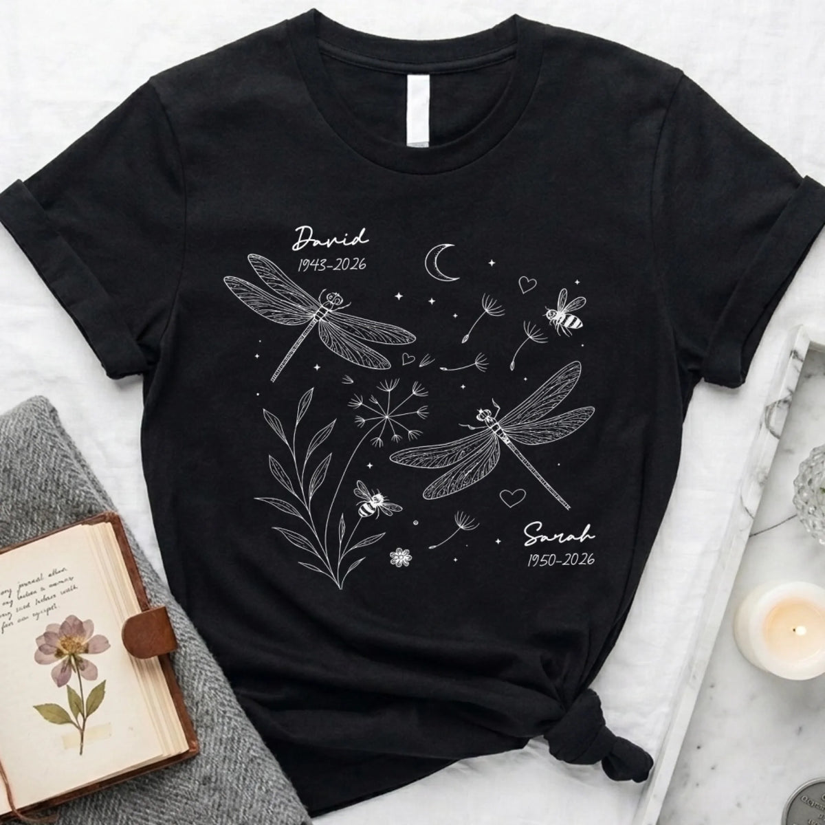 "Dragonfly Kisses From Heaven" – Personalized Memorial T-Shirt | In Loving Memory Gift For Loss Of Loved One