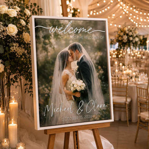 Personalized Wedding Welcome Photo Canvas – Custom Bride & Groom Entrance Sign | Reception Decor