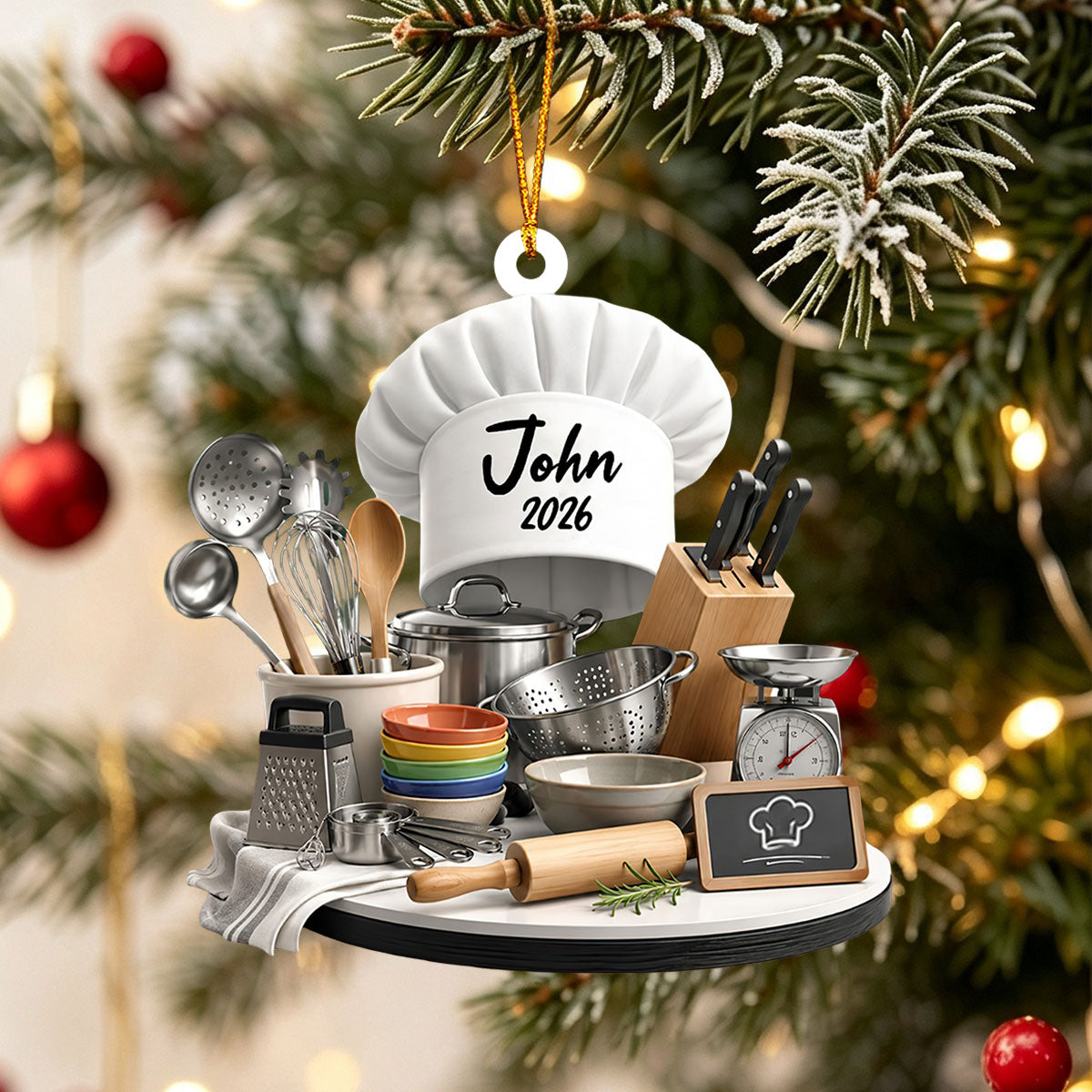 Personalized Kitchen Christmas Ornament  | Chef Gift & Cooking Stove Decor