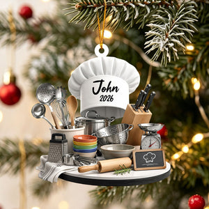 Personalized Kitchen Christmas Ornament  | Chef Gift & Cooking Stove Decor