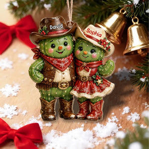 Our First Christmas Together – Personalized Cowboy Couple Wooden Ornament | Custom Keepsake Gift For Couples