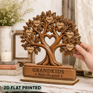 "Grandkids Make Life Grand" – Personalized Wooden Plaque | Gift For Grandma, Grandpa & Grandparents