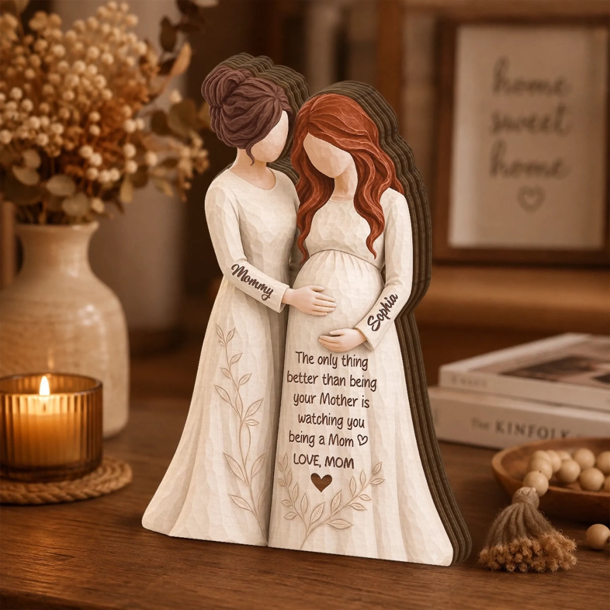 "Our Greatest Adventure Begins" – Custom Thick Wooden Plaque | Personalized Pregnancy Gift For New Mom & Daughter