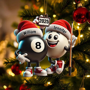 Custom Name Billiard Couple Ornament, Billiard Lover Christmas Gift