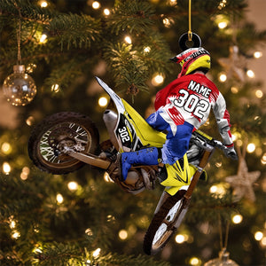 Personalized Motocross Racer Christmas Ornament – Custom Name & Number Keepsake | Gift For Dirt Bike Riders & Motocross Lovers
