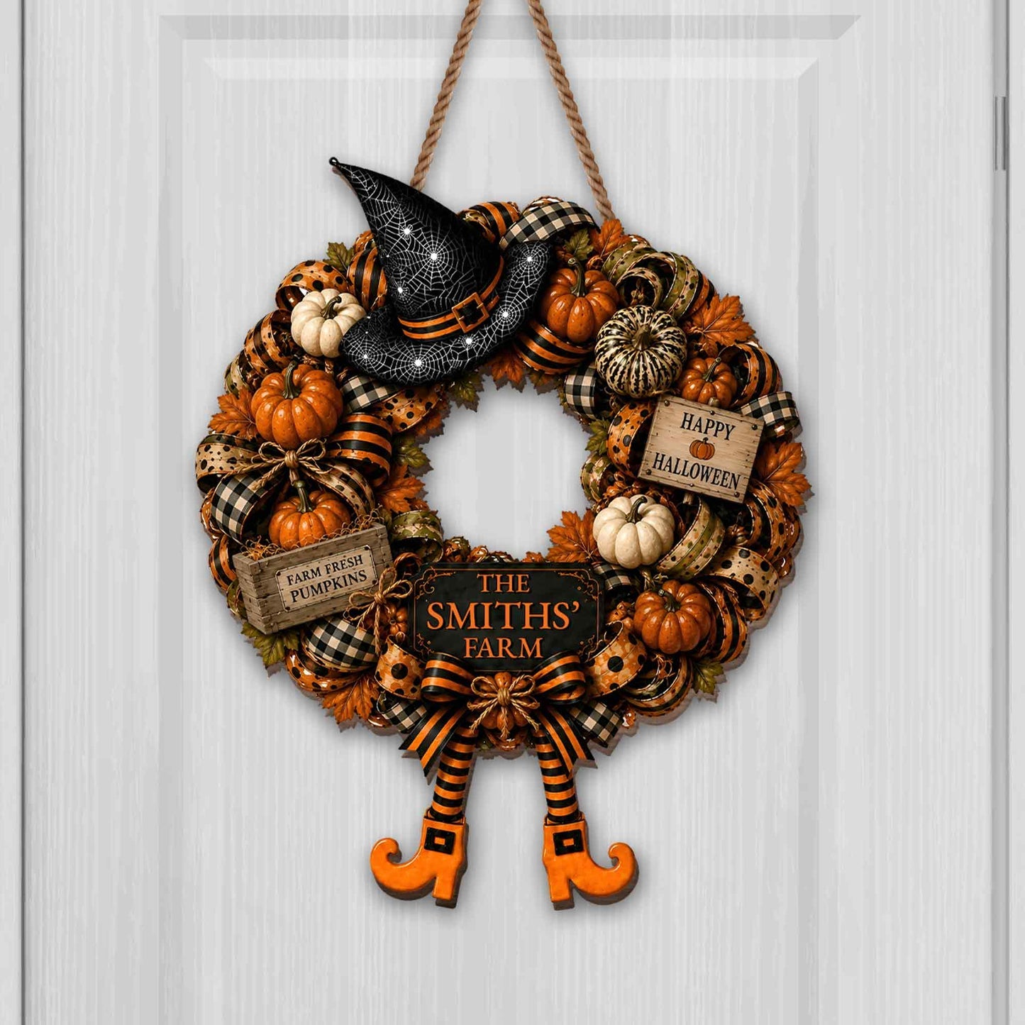 "Happy Halloween – Farm Fresh Pumpkins" – Personalized Wood Sign | Gift For Families & Fall Lovers