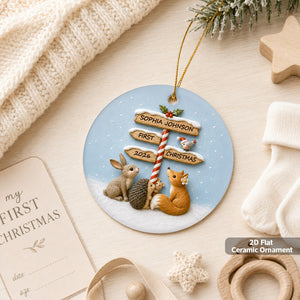 Personalized "Baby's First Christmas" North Pole Ornament – Ceramic Keepsake For Baby's 1st Christmas