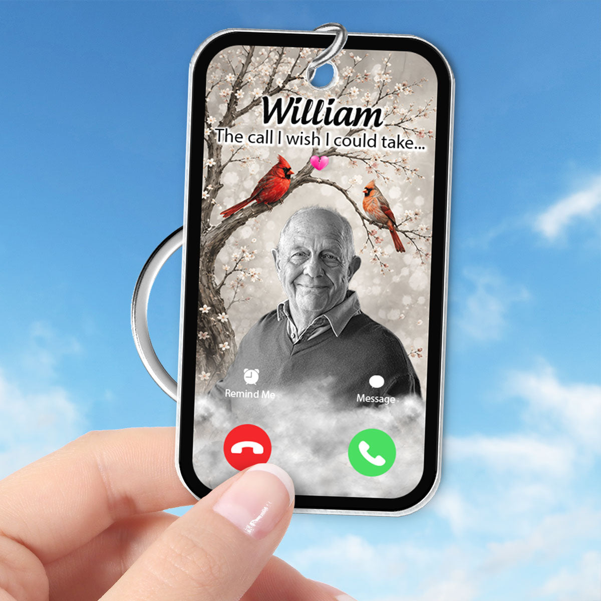 Personalized "The Call I Wish I Could Take" Cardinal Keychain – Memorial Sympathy Keepsake With Photo