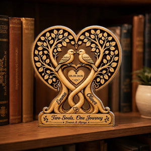 "Two Souls, One Journey" – Personalized Acrylic Plaque | Custom Anniversary Gift & Wedding Decor