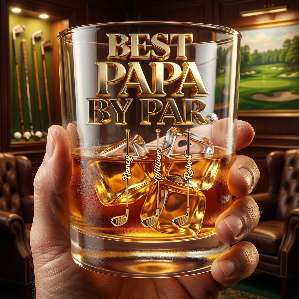 Gift For Golf Dad – Personalized "Legendary Golf Dad" Round Glass