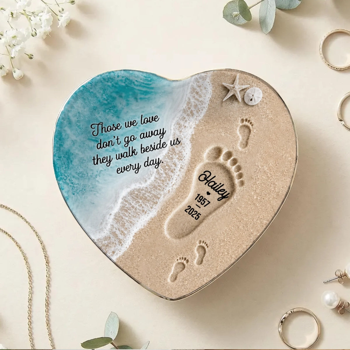 "Where Love Never Ends" – Personalized Jewelry Dish | Memorial Ocean Remembrance Gift For Loss Of Loved One