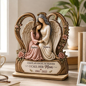 "I Have an Angel in Heaven – I Call Her Mom" – Personalized Wooden Plaque | Sympathy & Remembrance Gift