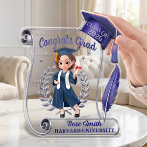 Personalized Graduation Acrylic Plaque – "Her Success Story Begins Here" – Gift For Him & Her